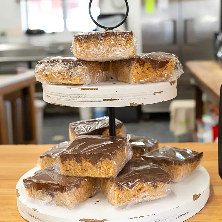 Fresh made scotharoos on display in the snack shack